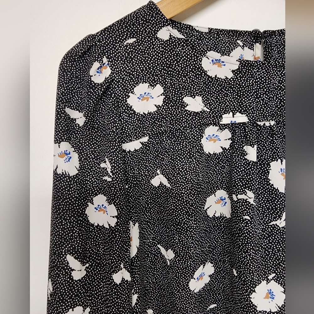 J. Crew Long Sleeve Floral Top With Piping In Brockhall Floral Black